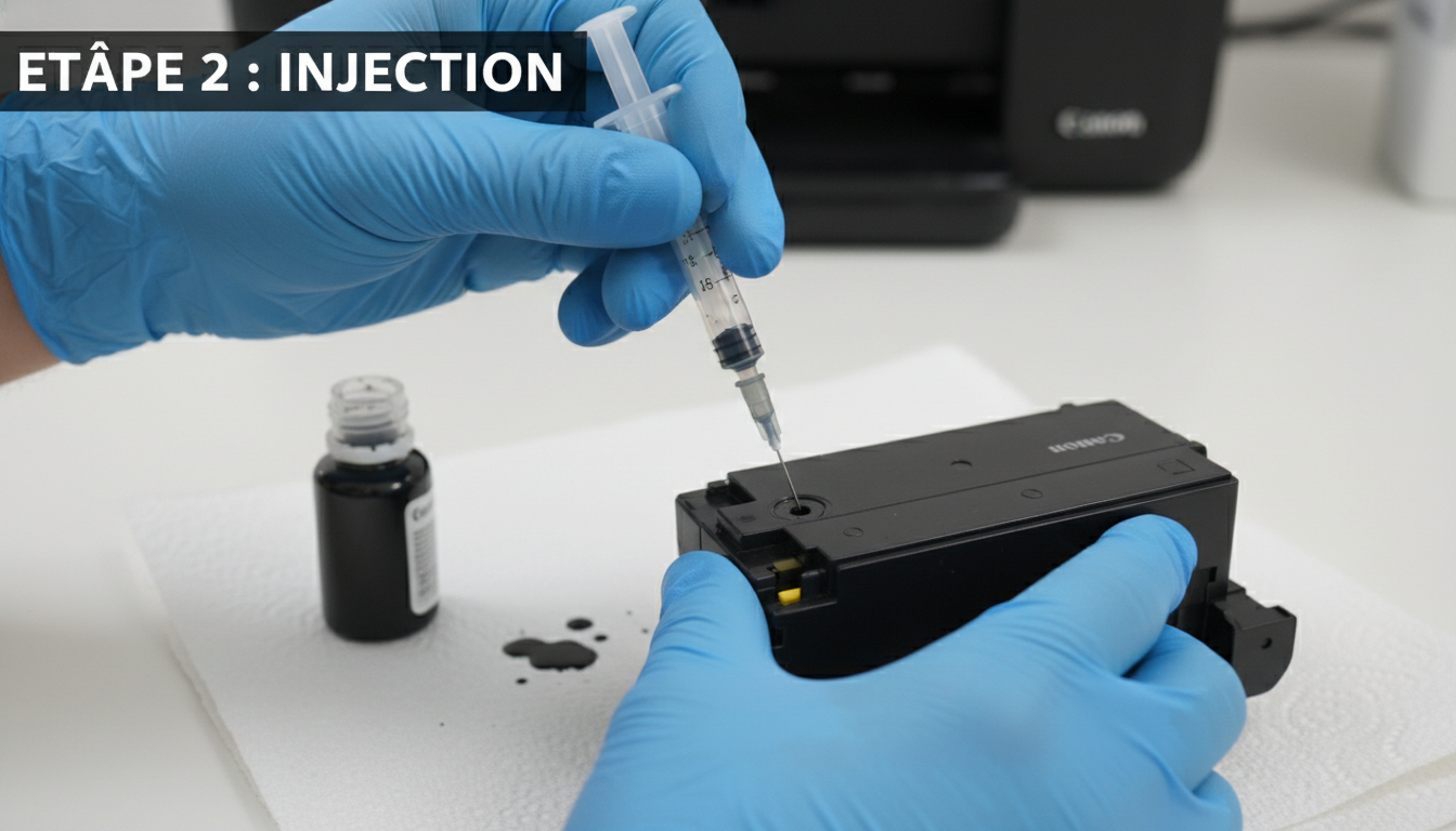 Etape visuelle 2 pour Comment recharger une cartouche Canon PG-445 noire