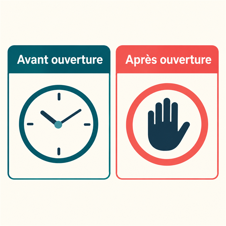 Illustration conceptuelle de deux cartes Avant ouverture et Après ouverture, séparées par un repère de temps